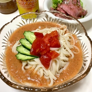 ガスパチョうどん（冷製トマトスープうどん）